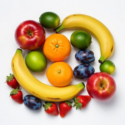 Fresh fruit arranged in a circle