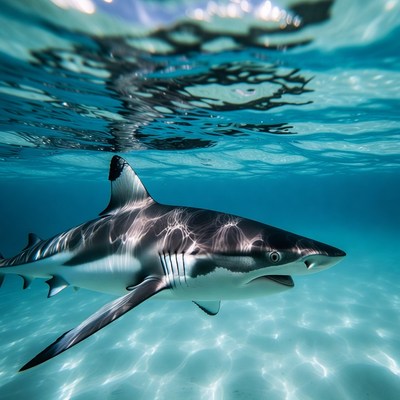 Shark swimming in clear water