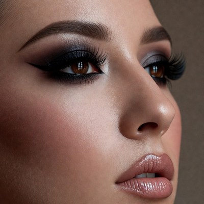 Makeup close up of a model during a shoot