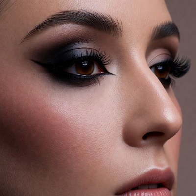 Close up of a woman's face with makeup