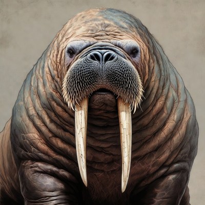 Walrus resting on sandy beach
