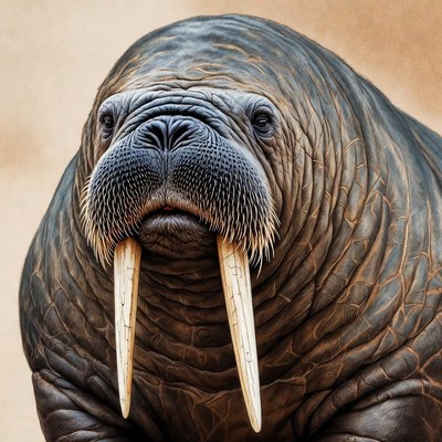 Large walrus up close in natural habitat