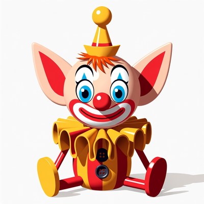 Colorful clown toy sitting on white background