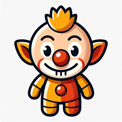 Cute clown character with orange details