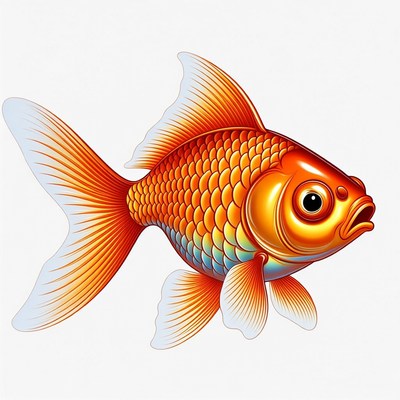 Colorful goldfish swims in water