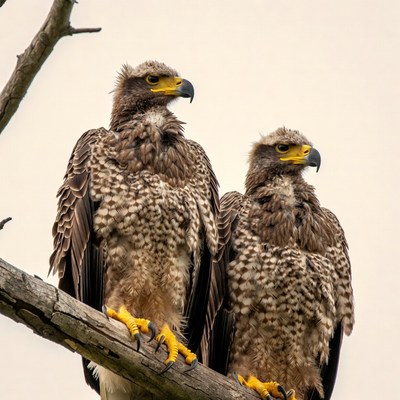 Eagles perched on tree branch