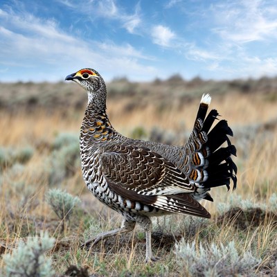 Bird walking in the grassland
