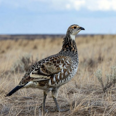 Bird standing in dry grassland