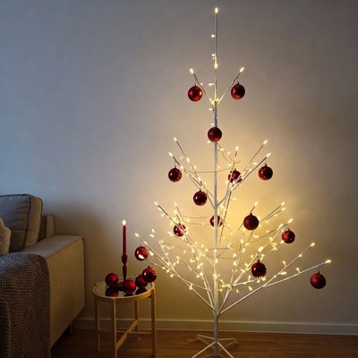 White christmas tree with ornaments