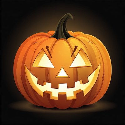 Carved pumpkin with glowing face for halloween