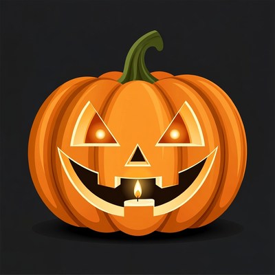 Halloween pumpkin with candlelight glow