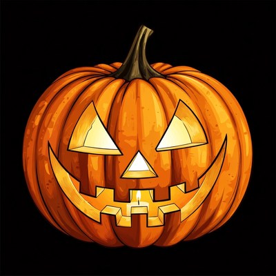 Pumpkin carved with scary face