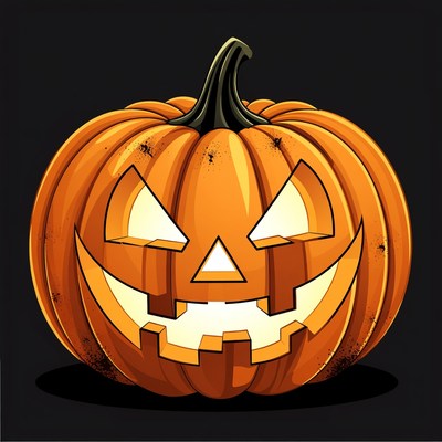 Pumpkin with carved face for halloween