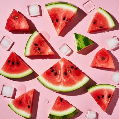 Slices of watermelon on pink background