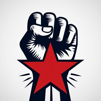 Fist holding star graphic design