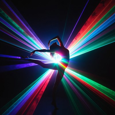 Dancer with laser lights in dark