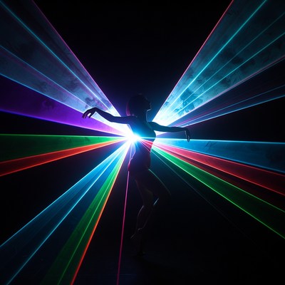 Dancer in laser lights performance
