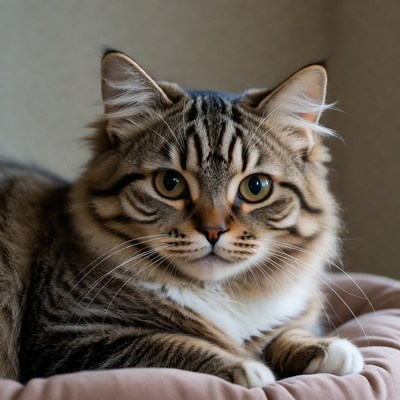Cat resting indoors in soft light