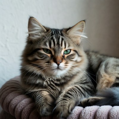 Cat resting in a cozy spot