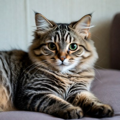 Cat lounging on a couch