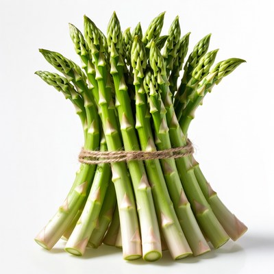 Fresh green asparagus tied together