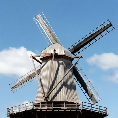 Windmill under clear blue sky