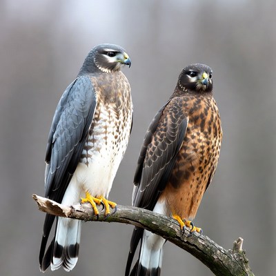 Hawks perched on a branch