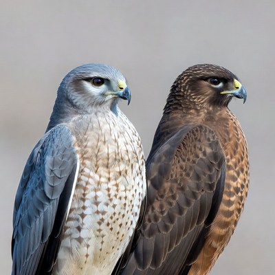Birds of prey perched side by side