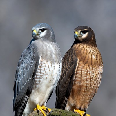 Two birds sitting next to each other