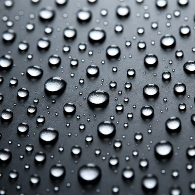 Water droplets on dark surface