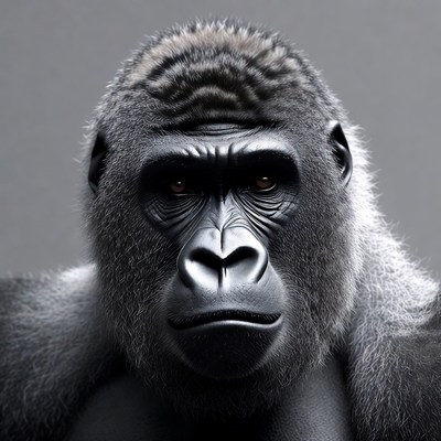 Gorilla portrait in black and white