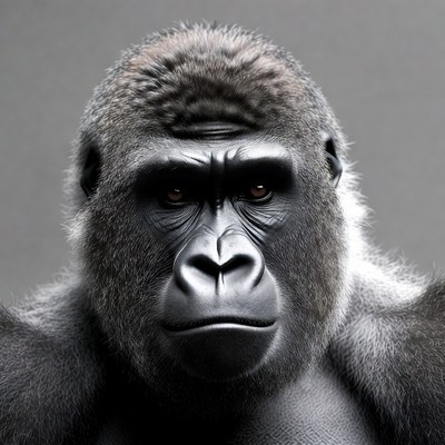 Gorilla portrait in black and white