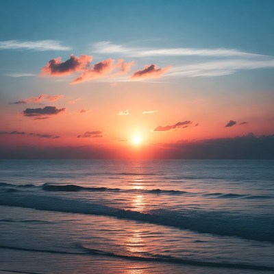 Sunset over the ocean at the beach