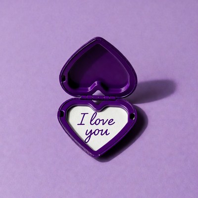 Heart-shaped box with message inside