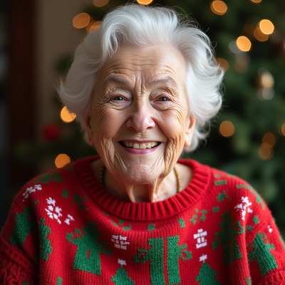 Smiling woman celebrates holiday season