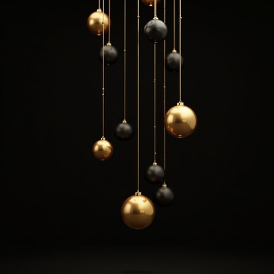 Ornaments hanging in dark space