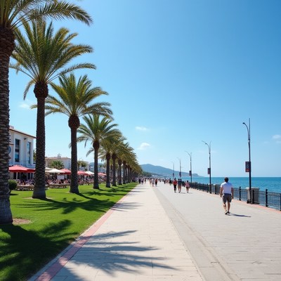 People walking along a beach path