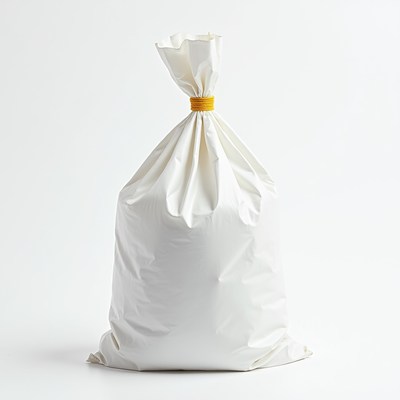 White bag tied with a yellow band