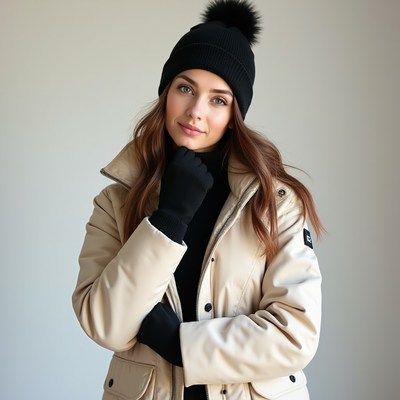Woman in winter clothes indoors