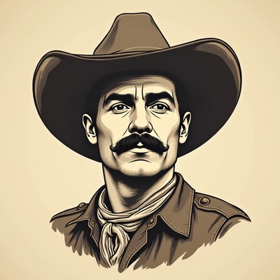 Portrait of a cowboy with mustache