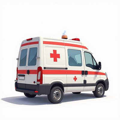 Red cross ambulance in service