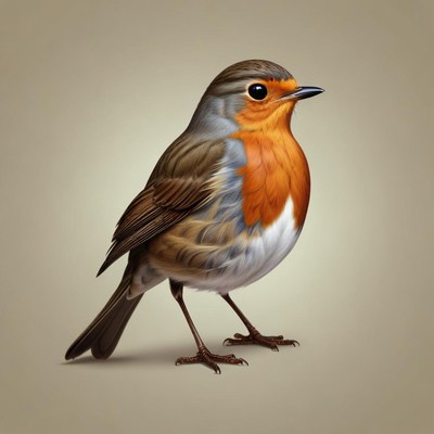 Bird with orange chest standing still