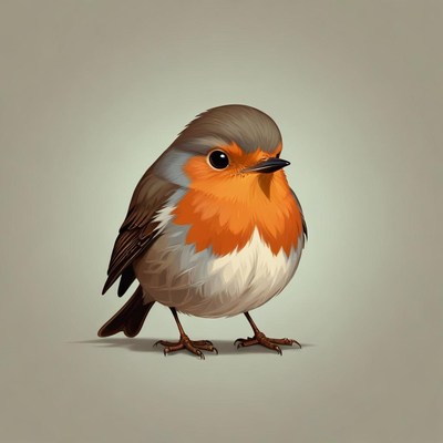 Robin standing on ground with simple background