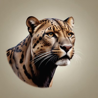 Leopard head on light background