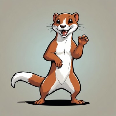Cartoon weasel waving hello