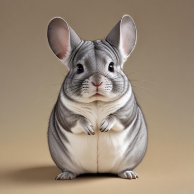 Chinchilla stands in front of plain background