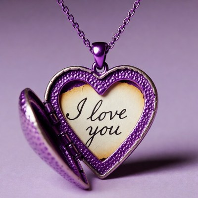 Heart locket showing love message