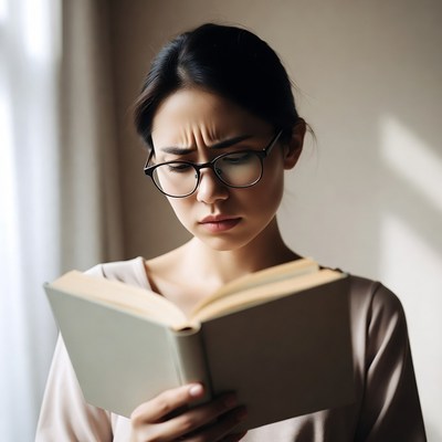 Woman reading a book indoors