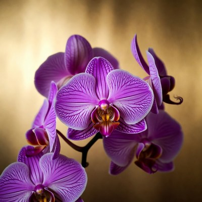 Purple orchid flowers on display