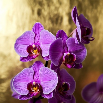 Purple orchids with golden background